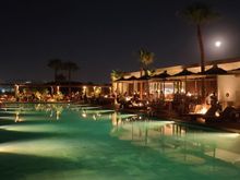 View of the hotel pool/restaurant at night