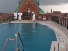 Thunderstorm approaching the hotel ( pool being closed)