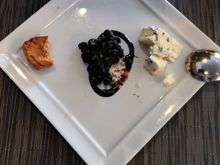 Blue cheese after I had a bite and after half the crackers fell off during serving. In all fairness, Eli is a very good server.