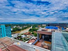 Rooftop bar - Completion due in August 22. You can see the glass walkway connecting the two upper platforms, with lower platforms on each side.
