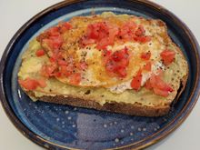 This is the Smashed Avocado Toast at the LHR arrivals lounge.  I get it every time at LHR and it is good.