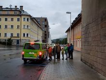 Some other passengers from our train (or the train before) "commandeering" a van to get to their destination post haste!