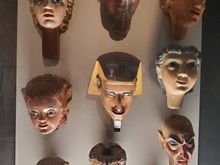 Different heads used on puppets