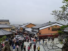 From the entrance to  Kiyomizudera, looking down the main shopping street ( 0950). Beautiful but you can feel the potential overtourism . Street was getting busier after visiting the temple area. However, the side streets were a lot quieter and more enjoyable