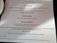 The dxb f lounge breakfast menu