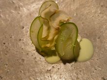 Apple and basil in various forms, including sorbet