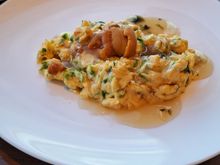 The executive lounge scrambled eggs and sea urchin ( tasty if a little salty) ( also had the lobster omelet in Cerise a little earlier!)
