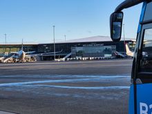 Terminal building as seen from bus stand. 