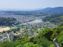 View of iwakuni and the kintaikyo bridge from iwakuni castle