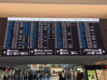 My flight is on the board with an earlier departure