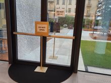 Not a leak but broken glass on door. 