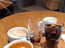 Soup and coffee and drinks in Lomond lounge at GLA airport
