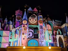 The facade of Its a small world ( still working though the ride was closed)
