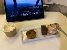 The traditional trio of pastries and a vanilla ice cream. Had to ask for the ice cream. 