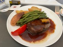 Beef was edible and veg and potato were quite good.