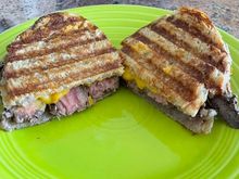 Finished up my flank steak with a steak and cheddar panini for lunch. 