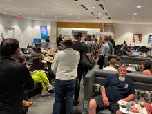 Line for booze only. One complex order and I’ll miss my flight.