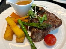 Wagyu Striploin, nicely cooked mid-rare