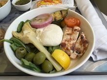 Burrata was decent.  Cut up the chicken, artichoke heart, and olives to eat with the dry greens.  There was no dressing for this!