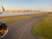 a few seconds from touching down