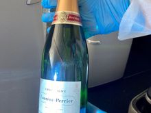 A glass or two of the Laurent Perrier to forget the upcoming 14 day hotel quarantine...