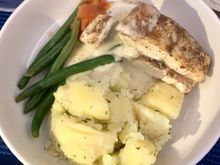 Main dish, more potato than fish!