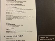 Dinner menu