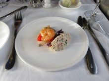 LHR - LAX. F. Devonshire crab and sauteed tiger prawn
