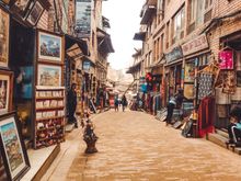 The narrow alley of Bhaktapur Durbar Square