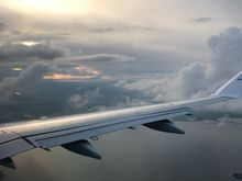 Dramatic clouds as we approach AMS