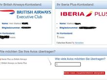 Then you can select from where to where you would like to move Avios. I just want to move 1 from IB to BA.
