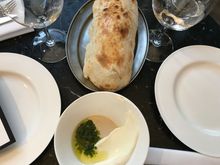 Compliments of the house: foccacia bread with piment vert
