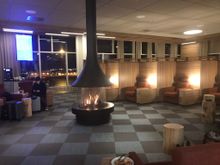 Fireplace in the lounge.