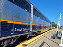 The double deck trains are very comfortable with snack bars and restrooms. Plenty of legroom.  Pay with credit card or cash. ID required on all Amtrak trains.