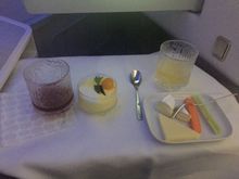 Mango mousse with coconut and cheese