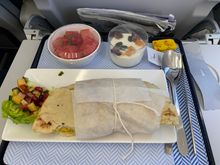 According to BA, or Do&Co, this is an onion bhaji.  Hmmm