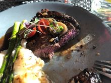 ...cooked only slightly more than the requested medium-rare, and tasted fairly good. 