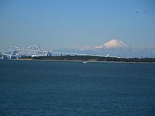 Mt Fuji taken from the seawall promenade across the road from  Hilton Tokyo Bay ( Dec 19)