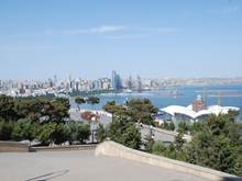 View from near the flame towers towards the waterfront