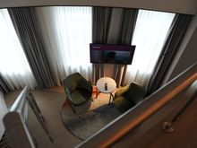 If you want to watch TV, you stay downstairs.