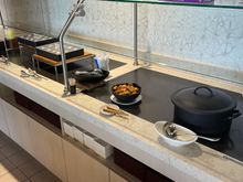 Tomato basil soup on the right and spam sushi on the left