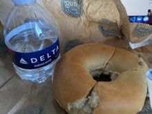 It was lunch time on the east coast at this point, and I had my self catered H&H bagel from LGA this morning