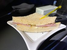 Sandwich with ham and lettuce and a Mayo, bread was toasted