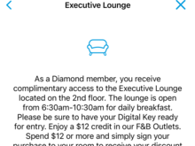 Screenshot of Hilton App with EL and F&B benefits