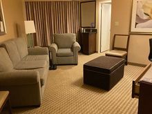 I pulled the big ottoman over the stain to not accidentally step on it again. 