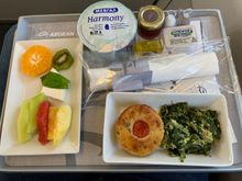 breakfast, was good. this flight was really fast and smooth, almost full A321, 8 of 12 biz seats taken