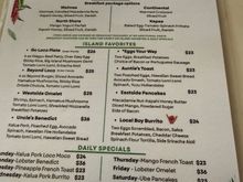 Breakfast menu