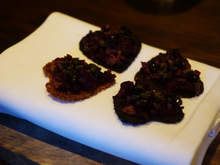 Smoked Pilot Whale heart w/ lamb-blood sausage