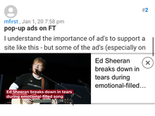 The Video follows me though - now it has an x- to close it. So I close it..