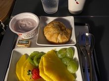 Breakfast, the fruit was ripe and fresh, yogurt is yogurt, dipping pieces of the cold croissant in the coffee was the only way to save it. Why can't they just heat up the bread at this point?!?!